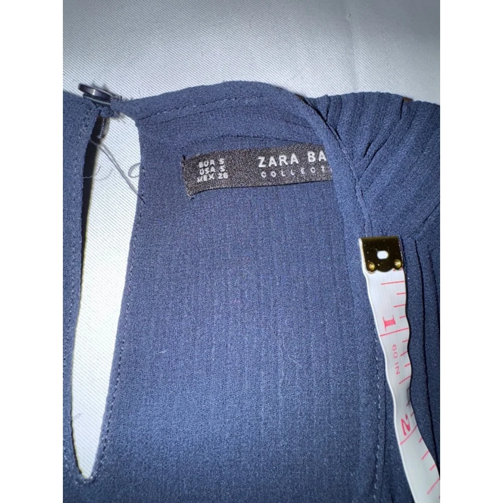 Zara Basic Pleated Tank Top Size S Navy Sleeveless New w Tags